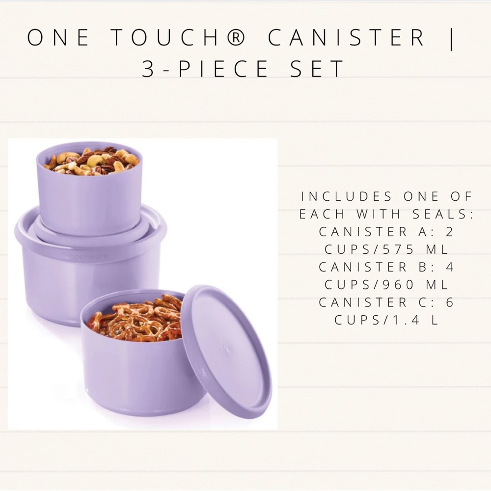 One Touch Canister 3-Piece Set - Purple